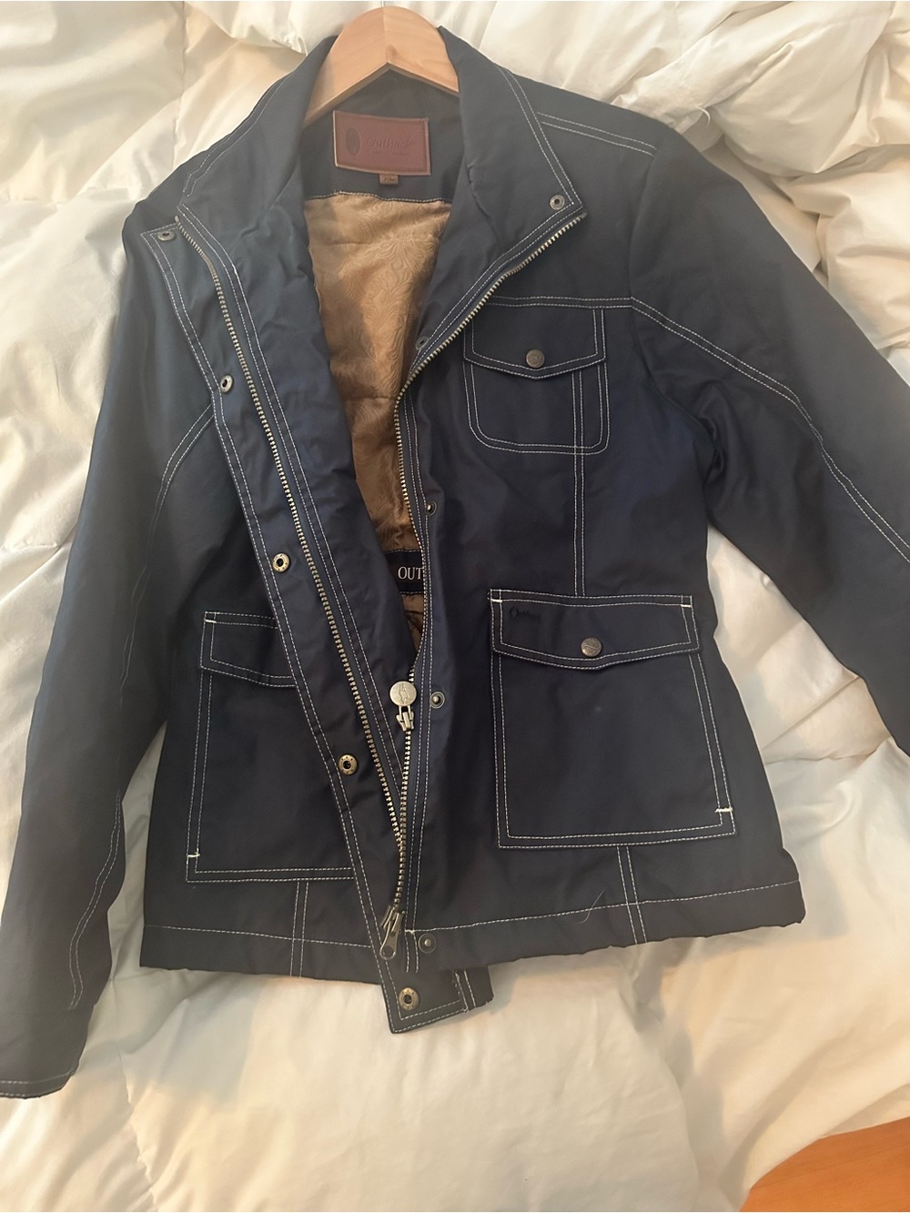Women's Navy Field Jacket with Contrast Stitching
